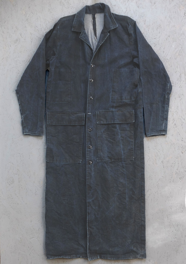 1960s English Indigo Denim Shop Coat 