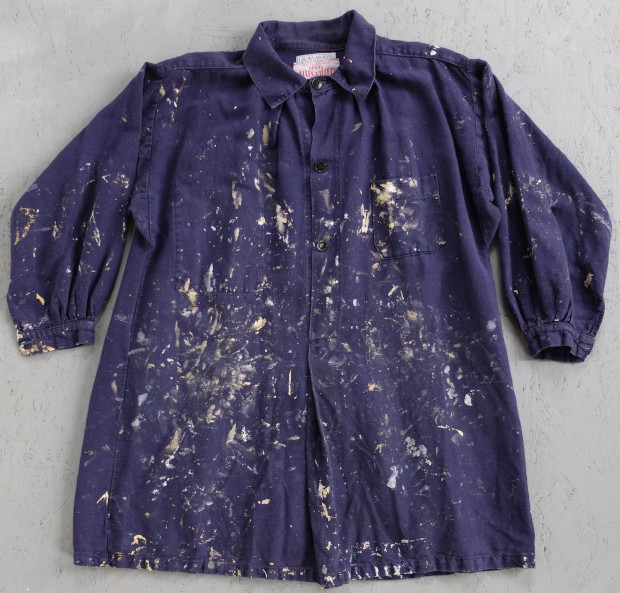 1960s Blue Paint-Splashed Laura Ashley Artist's Smock 