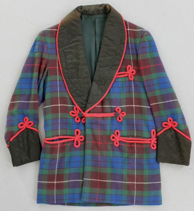 1940s Tartan Braided Smoking Jacket (02669)